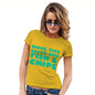 Novelty Tshirts Women Wave Tips Salty Dips Women's T-Shirt Large Yellow