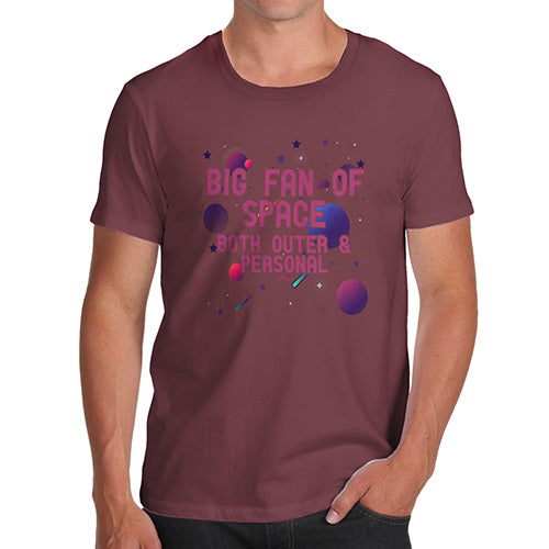 Funny T-Shirts For Guys Big Fan Of Space Men's T-Shirt Large Burgundy