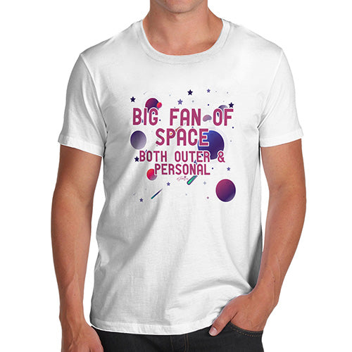 Novelty Tshirts Men Big Fan Of Space Men's T-Shirt X-Large White