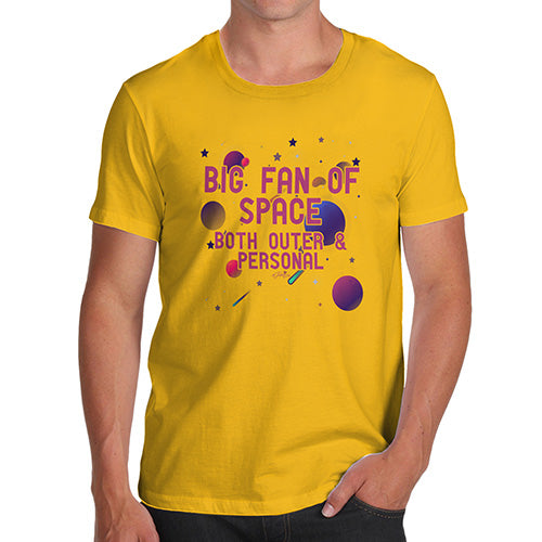 Novelty T Shirts For Dad Big Fan Of Space Men's T-Shirt Large Yellow