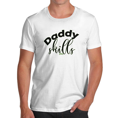 Funny T Shirts For Men Daddy Skills Men's T-Shirt Small White