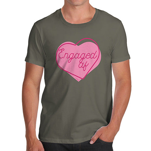 Funny T-Shirts For Men Sarcasm Engaged AF Men's T-Shirt Large Khaki