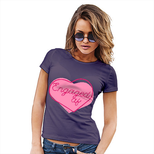 Womens Novelty T Shirt Christmas Engaged AF Women's T-Shirt X-Large Plum