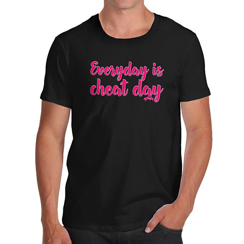 Funny T Shirts For Men Everyday Is Cheat Day Men's T-Shirt Medium Black
