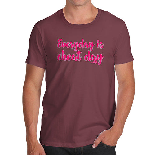 Mens Funny Sarcasm T Shirt Everyday Is Cheat Day Men's T-Shirt Medium Burgundy