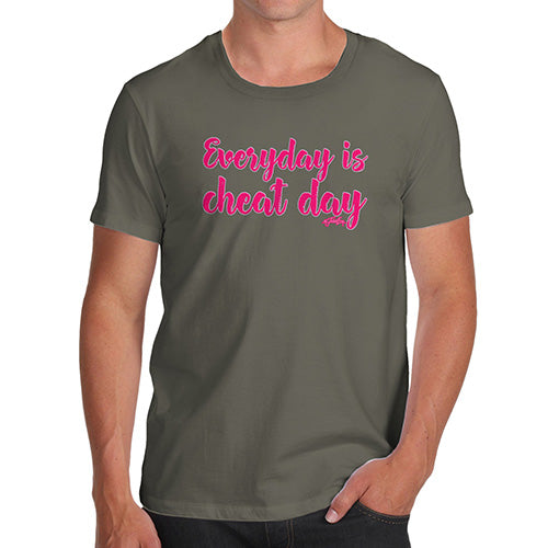 Novelty T Shirts For Dad Everyday Is Cheat Day Men's T-Shirt Medium Khaki