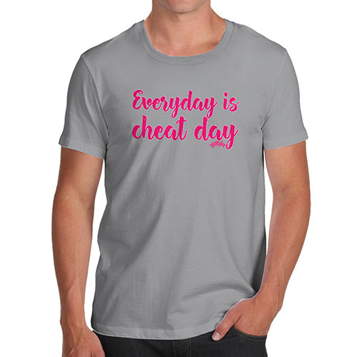 Funny Mens Tshirts Everyday Is Cheat Day Men's T-Shirt Large Light Grey