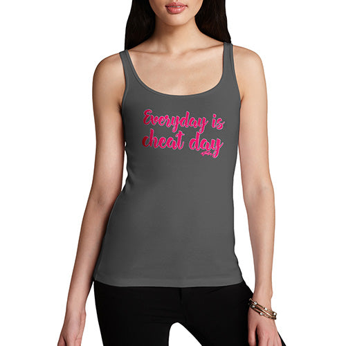Funny Tank Top For Mum Everyday Is Cheat Day Women's Tank Top X-Large Dark Grey