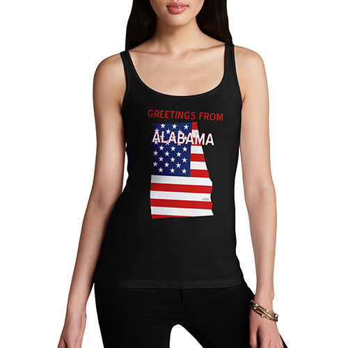 Funny Tank Top For Mom Greetings From Alabama USA Flag Women's Tank Top Large Black