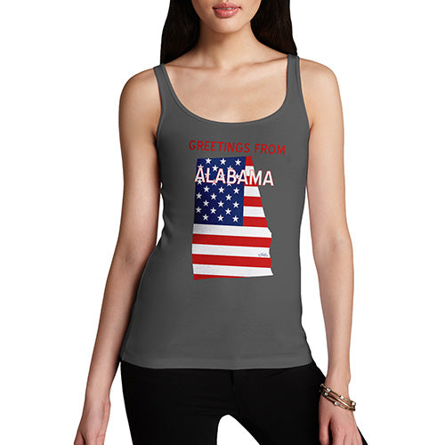 Funny Tank Top For Mom Greetings From Alabama USA Flag Women's Tank Top X-Large Dark Grey