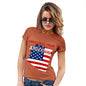 Womens Novelty T Shirt Christmas Greetings From Arizona USA Flag Women's T-Shirt Small Orange