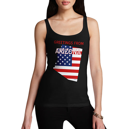 Funny Tank Tops For Women Greetings From Arizona USA Flag Women's Tank Top Small Black