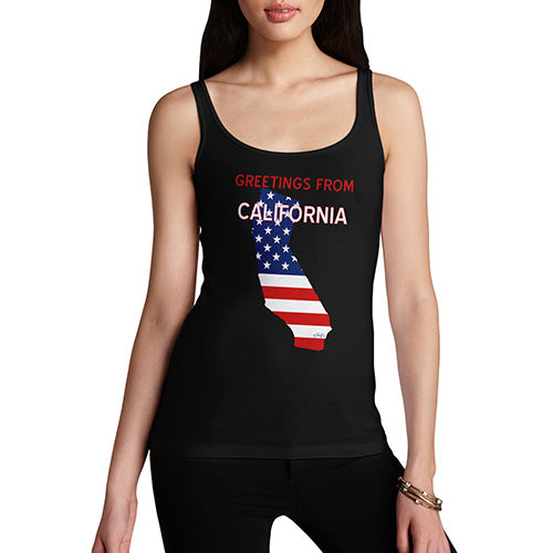 Funny Tank Top For Women Sarcasm Greetings From California USA Flag Women's Tank Top X-Large Black