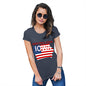 Funny T Shirts For Women Greetings From Iowa USA Flag Women's T-Shirt X-Large Navy