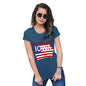 Womens Funny Tshirts Greetings From Iowa USA Flag Women's T-Shirt Large Royal Blue