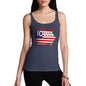 Funny Tank Tops For Women Greetings From Iowa USA Flag Women's Tank Top Medium Navy