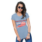 Novelty Tshirts Women Greetings From Kentucky USA Flag Women's T-Shirt Large Sky Blue