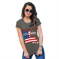 Womens Novelty T Shirt Christmas Greetings From Louisiana USA Flag Women's T-Shirt Medium Khaki