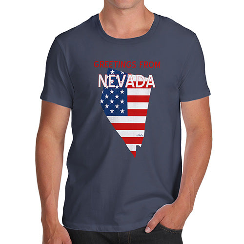 Funny Gifts For Men Greetings From Nevada USA Flag Men's T-Shirt X-Large Navy
