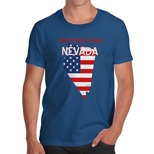Funny Tshirts For Men Greetings From Nevada USA Flag Men's T-Shirt Small Royal Blue