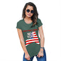 Novelty Gifts For Women Greetings From New York USA Flag Women's T-Shirt Medium Bottle Green