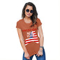 Funny T Shirts For Women Greetings From New York USA Flag Women's T-Shirt Large Orange