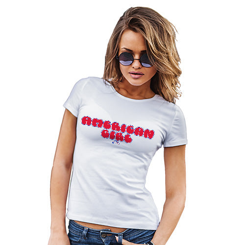 Funny Tshirts For Women American Girl Women's T-Shirt X-Large White