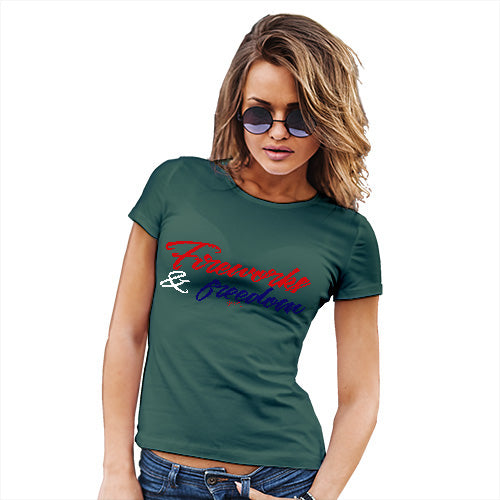 Funny Gifts For Women Fireworks & Freedom Women's T-Shirt Medium Bottle Green