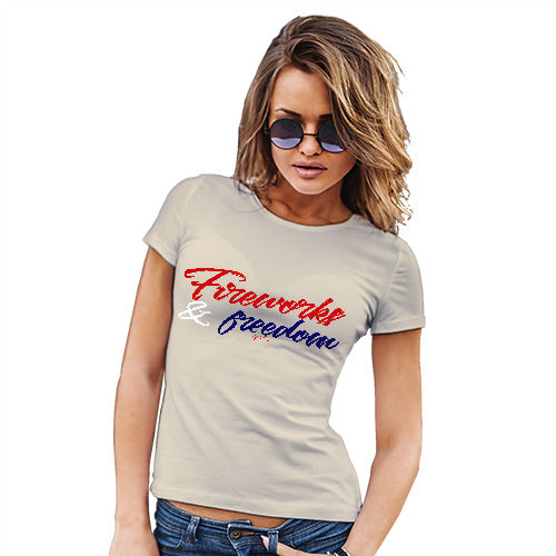 Funny T Shirts For Women Fireworks & Freedom Women's T-Shirt Small Natural
