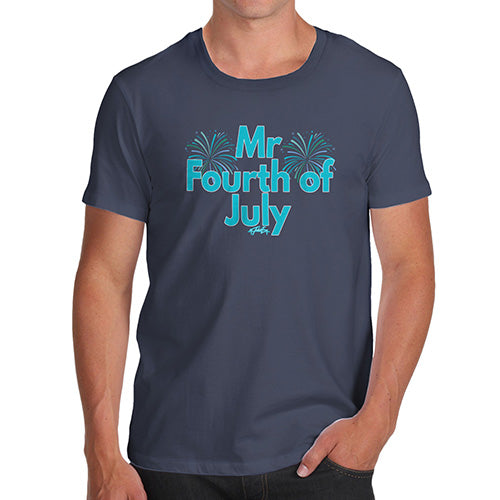 Mens Novelty T Shirt Christmas Mr Fourth Of July Men's T-Shirt X-Large Navy