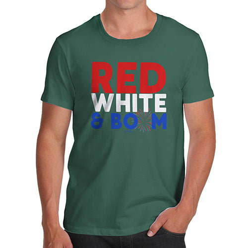 Funny Tee Shirts For Men Red, White & Boom Men's T-Shirt Small Bottle Green