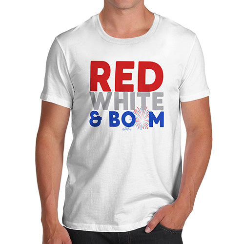 Funny T Shirts For Men Red, White & Boom Men's T-Shirt Medium White