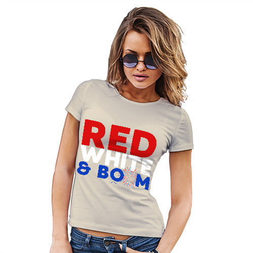 Funny T Shirts For Mom Red, White & Boom Women's T-Shirt Large Natural