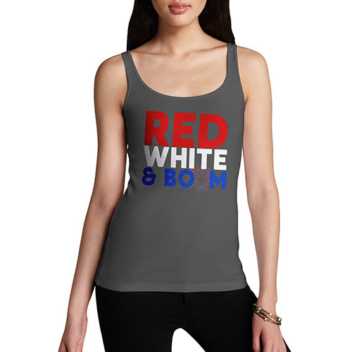 Funny Gifts For Women Red, White & Boom Women's Tank Top Large Dark Grey