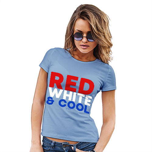 Funny T-Shirts For Women Red, White & Cool Women's T-Shirt Large Sky Blue