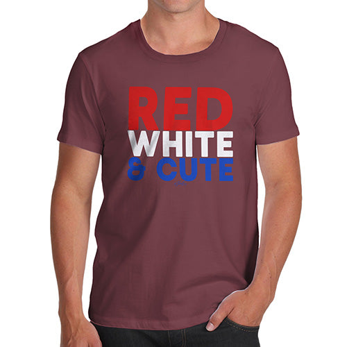 Novelty Tshirts Men Red, White & Cute Men's T-Shirt Medium Burgundy
