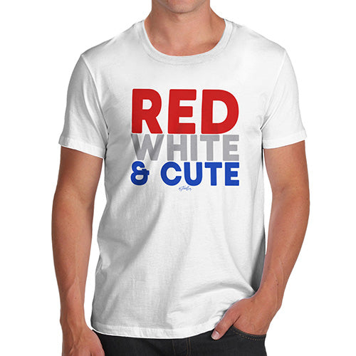 Novelty Tshirts Men Red, White & Cute Men's T-Shirt Small White
