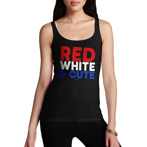 Womens Funny Tank Top Red, White & Cute Women's Tank Top Large Black