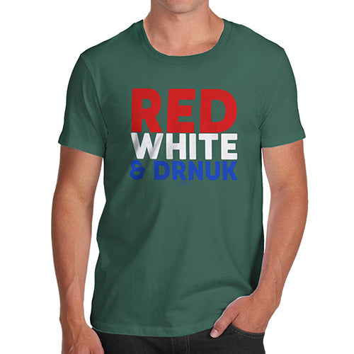 Mens Humor Novelty Graphic Sarcasm Funny T Shirt Red, White & Drnuk Drunk Men's T-Shirt Small Bottle Green