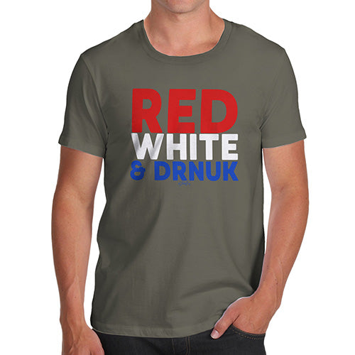 Mens Funny Sarcasm T Shirt Red, White & Drnuk Drunk Men's T-Shirt X-Large Khaki