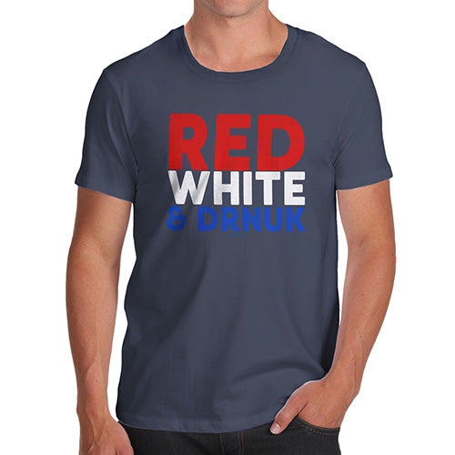Mens Funny Sarcasm T Shirt Red, White & Drnuk Drunk Men's T-Shirt Small Navy