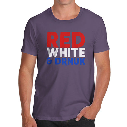 Funny Mens T Shirts Red, White & Drnuk Drunk Men's T-Shirt Large Plum