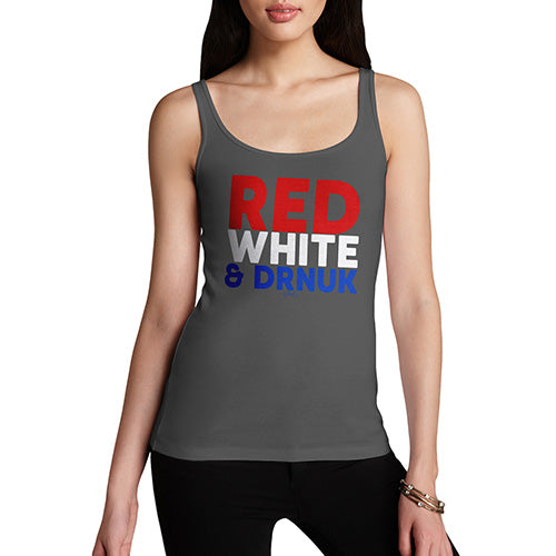 Womens Novelty Tank Top Red, White & Drnuk Drunk Women's Tank Top Large Dark Grey