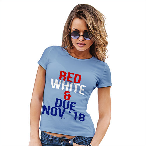 Womens Novelty T Shirt Christmas Red, White & Due Personalised Women's T-Shirt Large Sky Blue
