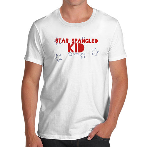 Funny T Shirts For Men Star Spangled Kid 4th July Men's T-Shirt Large White