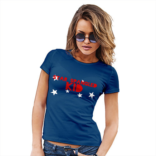 Funny Tee Shirts For Women Star Spangled Kid 4th July Women's T-Shirt Large Royal Blue
