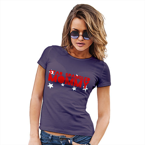 Funny T Shirts For Women Star Spangled Mommy 4th July Women's T-Shirt Small Plum