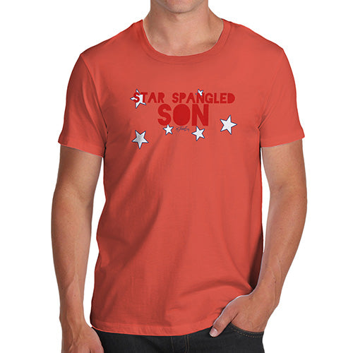 Mens Humor Novelty Graphic Sarcasm Funny T Shirt Star Spangled Son 4th July Men's T-Shirt X-Large Orange