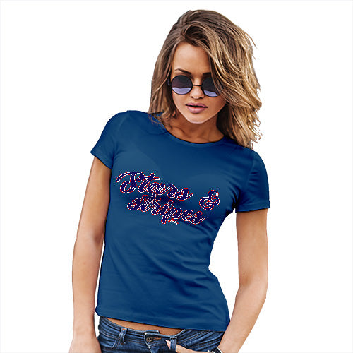 Novelty Tshirts Women Stars And Stripes 4th July Women's T-Shirt Medium Royal Blue