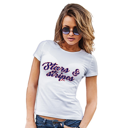 Funny T Shirts For Mum Stars And Stripes 4th July Women's T-Shirt Small White